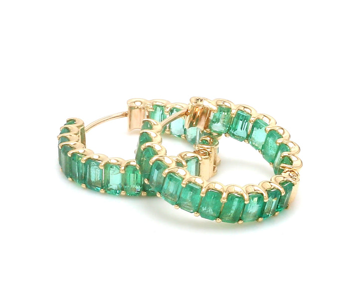 Emerald Octagon Mini Hoops - qivii