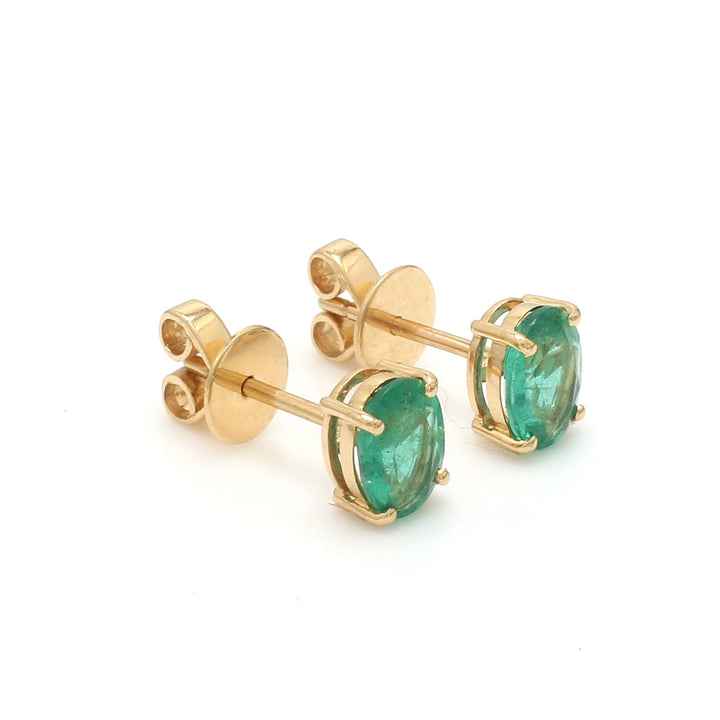 Emerald Oval Prong Set Earrings - qivii