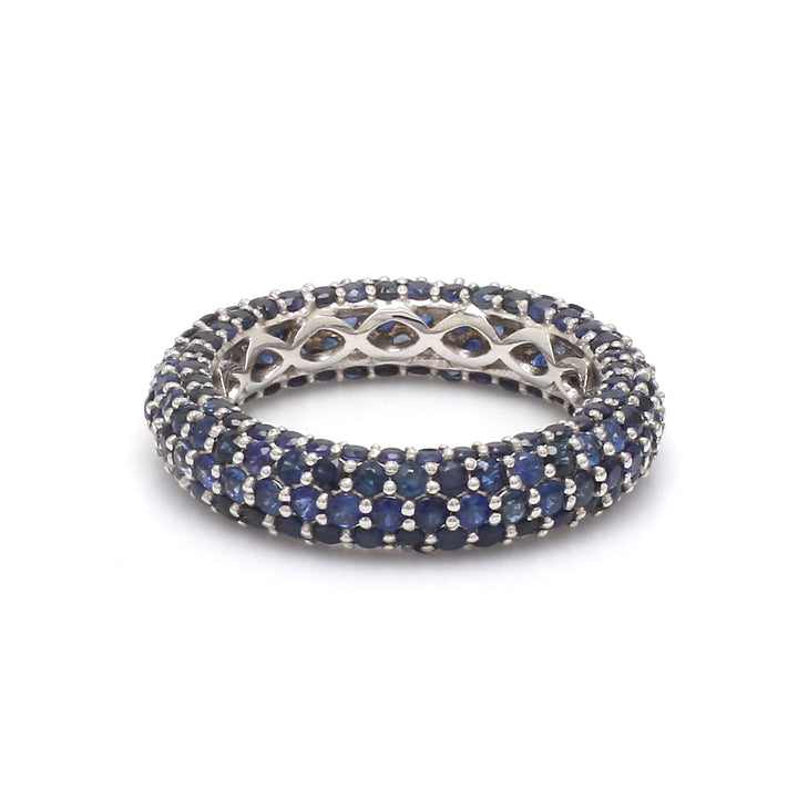 Blue Sapphire Pave Set Inside Out Ring - qivii