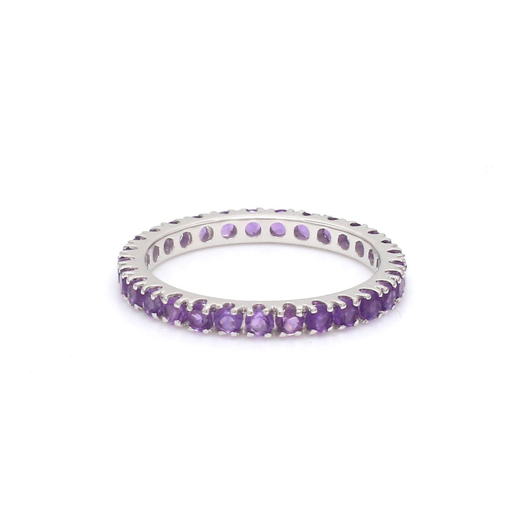 Amethyst Round Thin Eternity Band Ring - qivii