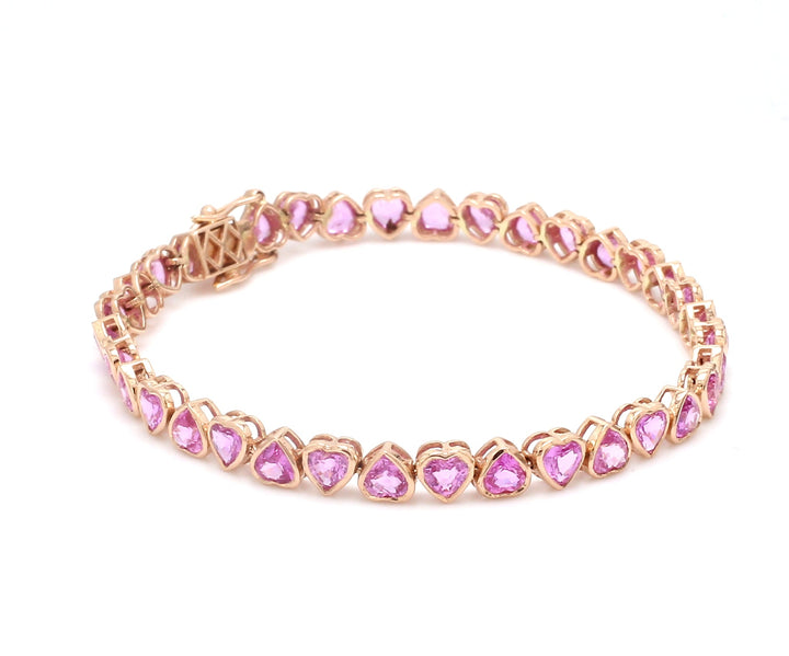 Pink Sapphire Heart Bracelet - qivii