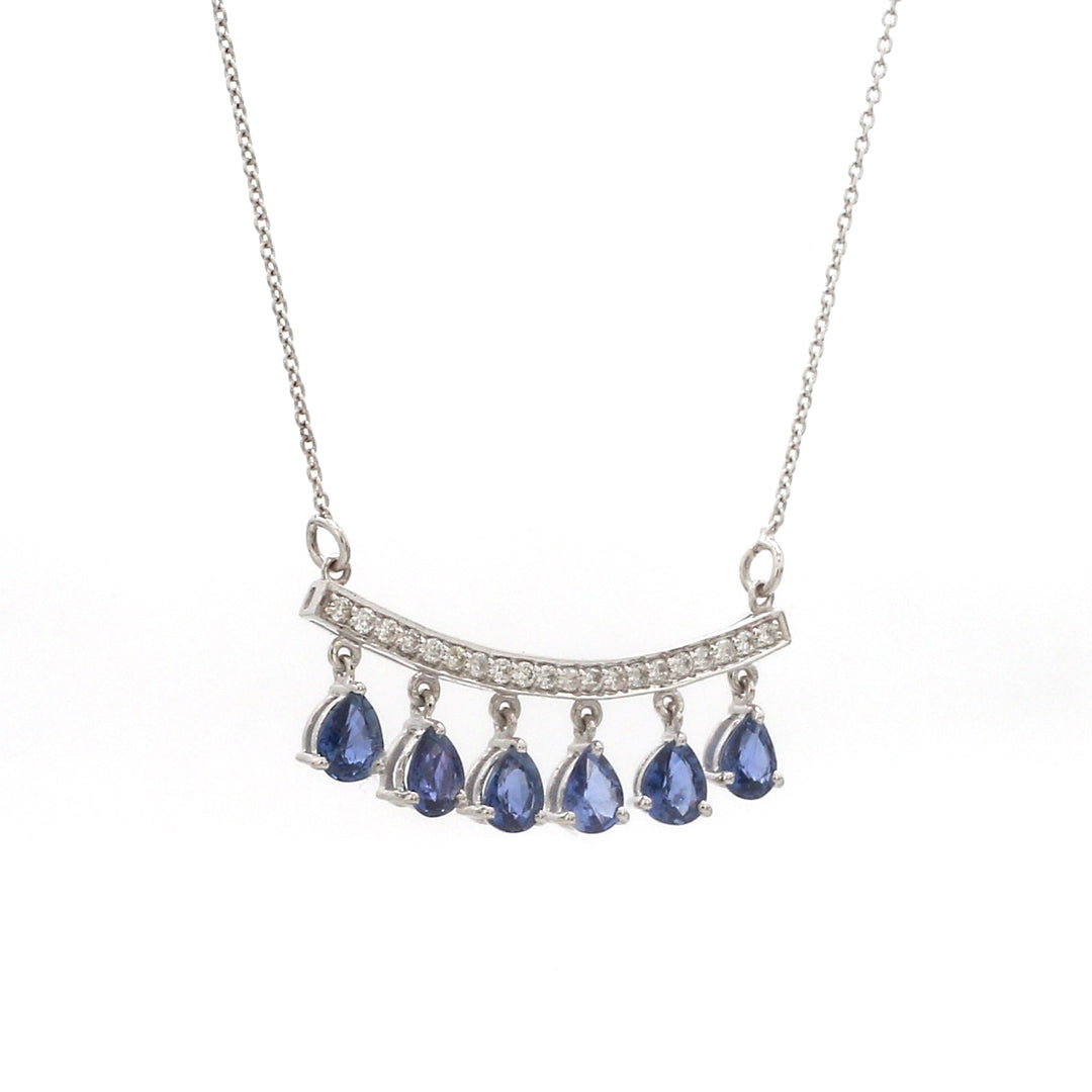 Blue Sapphire Pear Pendant - qivii