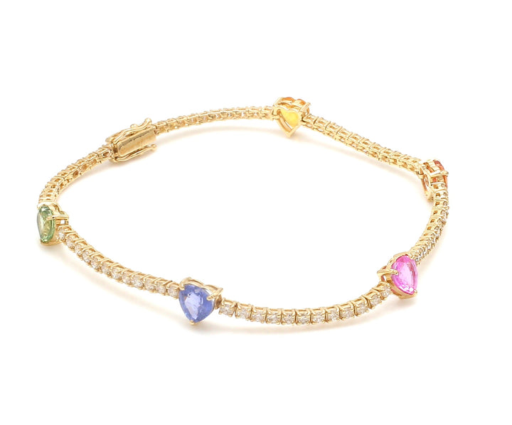 Rainbow Sapphire Heart Diamond Bracelet - qivii