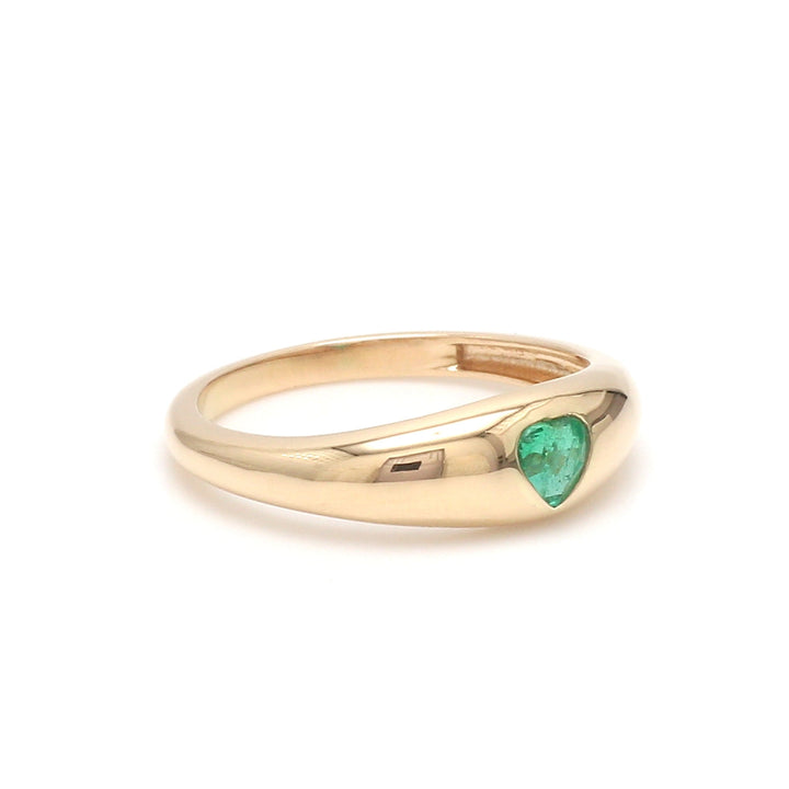 Emerald Heart Flush Set Mini Chunky Ring - qivii