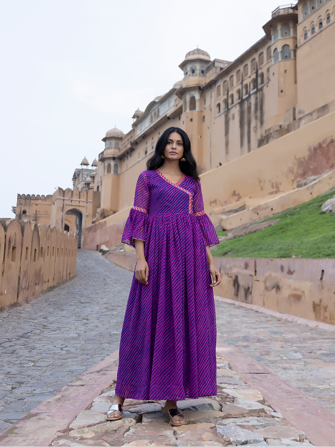 Sanvi Purple Leheriya Kurta  - By Ragavi - qivii