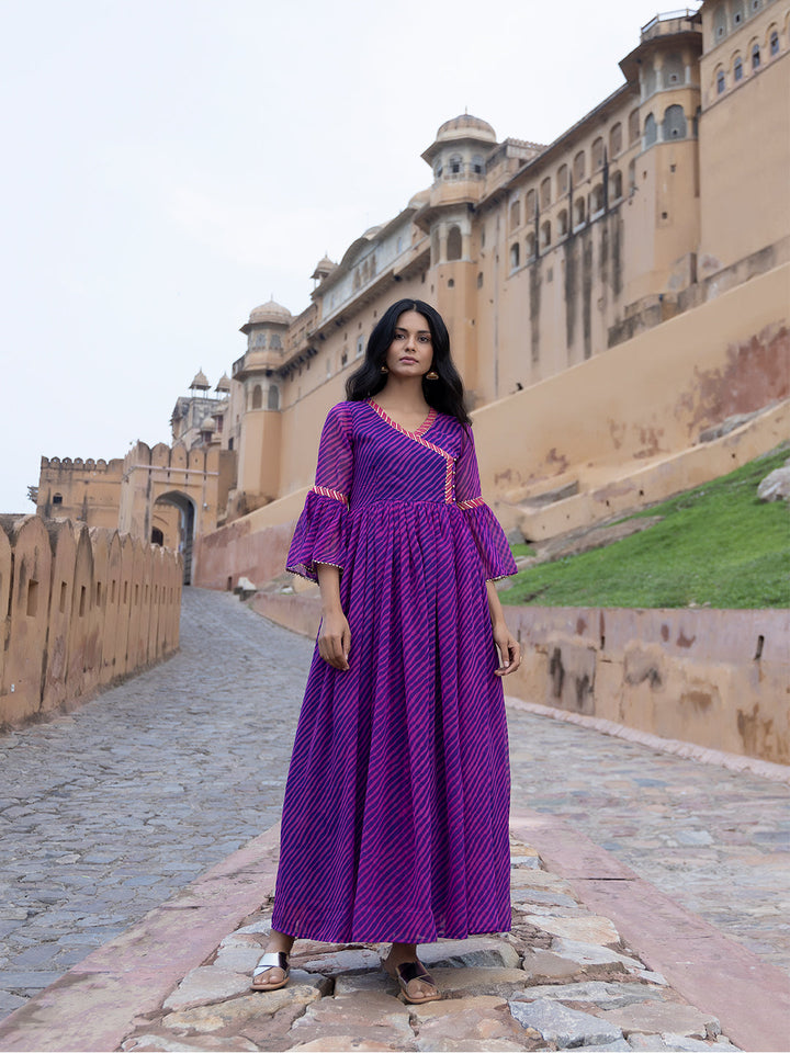 Sanvi Purple Leheriya Kurta  - By Ragavi - qivii