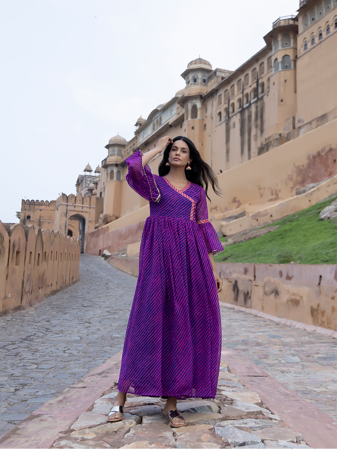 Sanvi Purple Leheriya Kurta  - By Ragavi - qivii