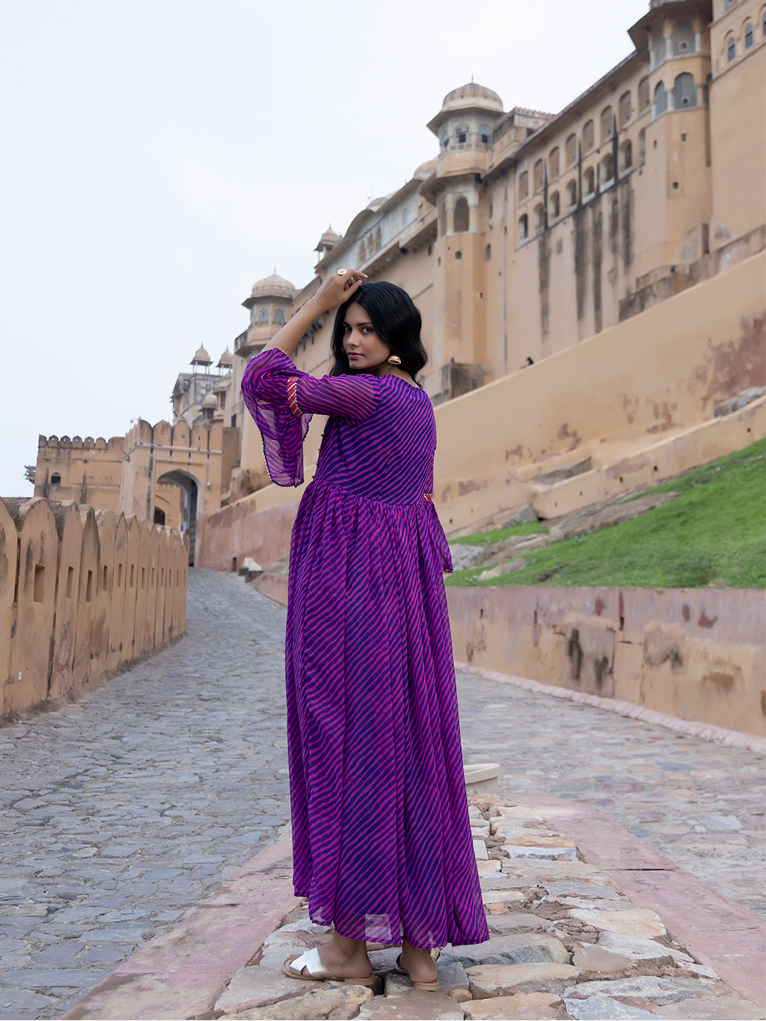 Sanvi Purple Leheriya Kurta  - By Ragavi - qivii