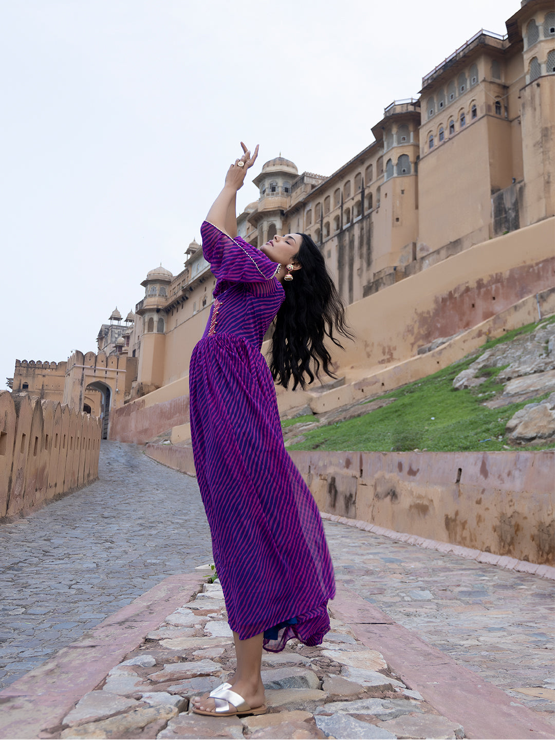 Sanvi Purple Leheriya Kurta  - By Ragavi - qivii