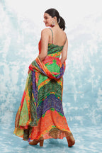 MultiColor Bandhani Printed Georgette Gown With Dupatta