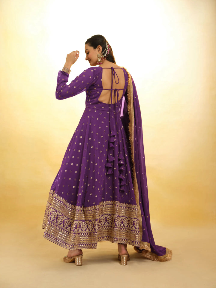 Wine Embroidery Georgette Salwar Suit - qivii