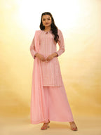 Peach Georgette palazzo Salwar Suit With Dupatta