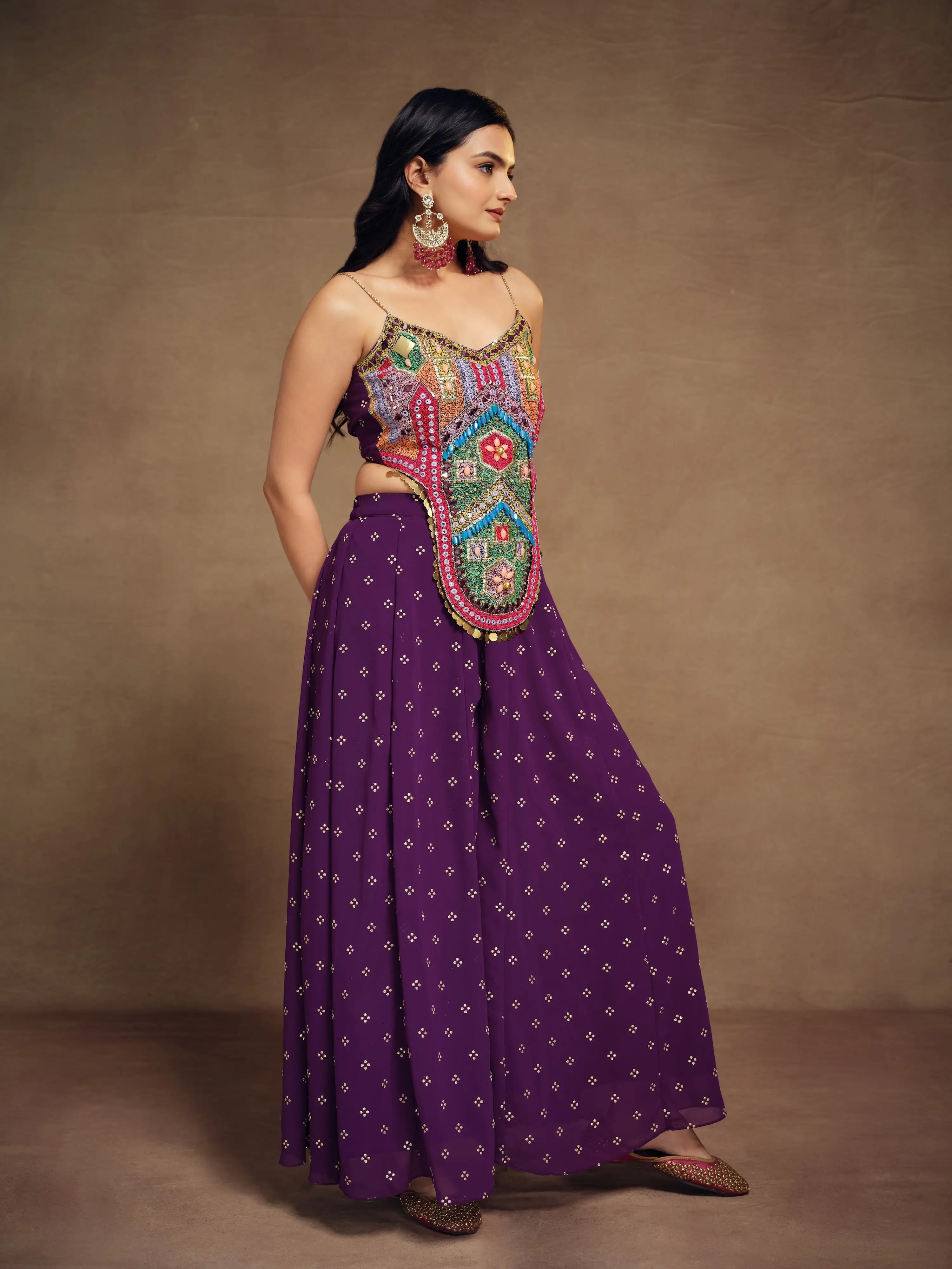 Light Purple Silk With Handwork Co-ord Set