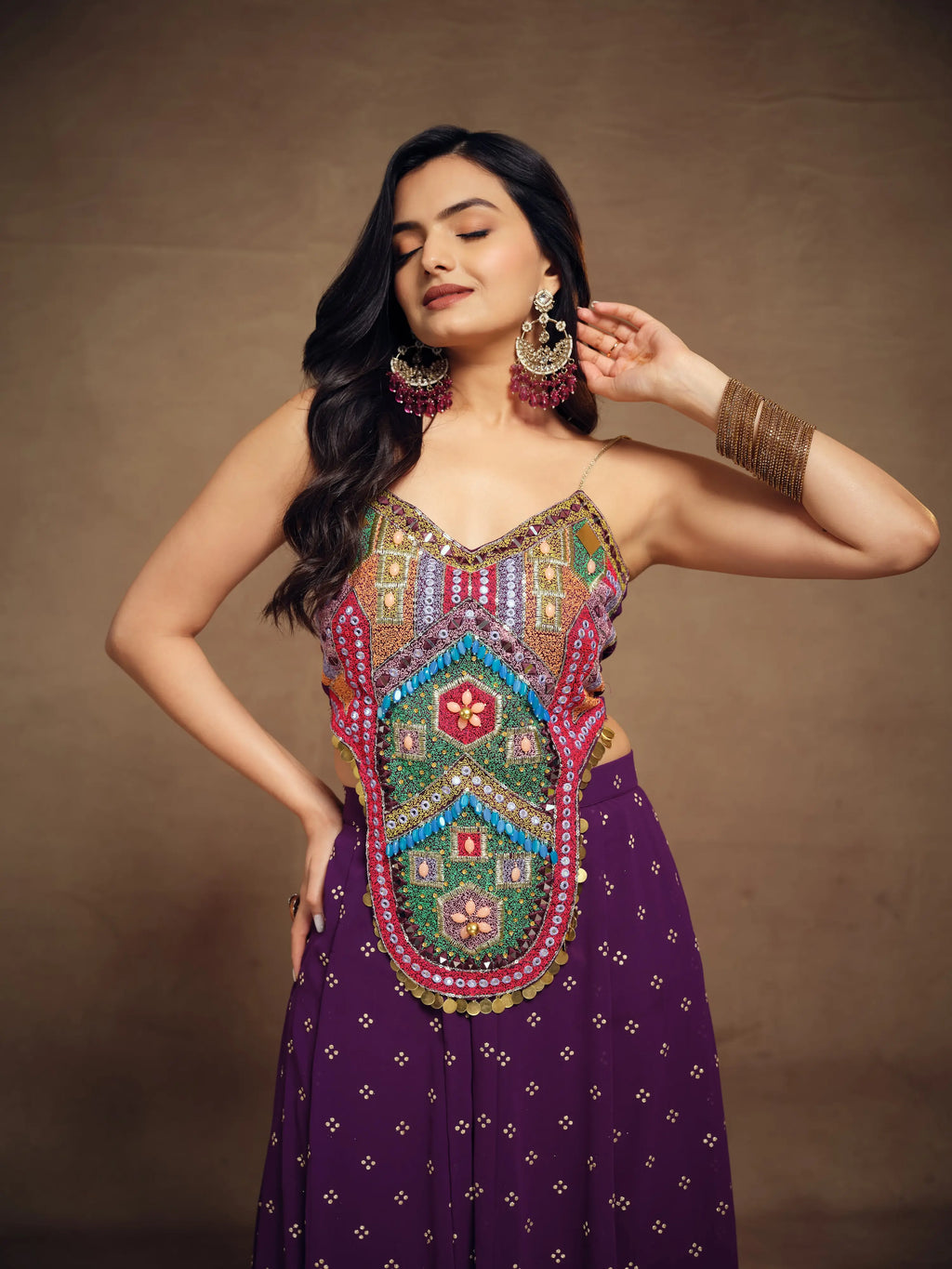 Light Purple Silk With Handwork Co-ord Set