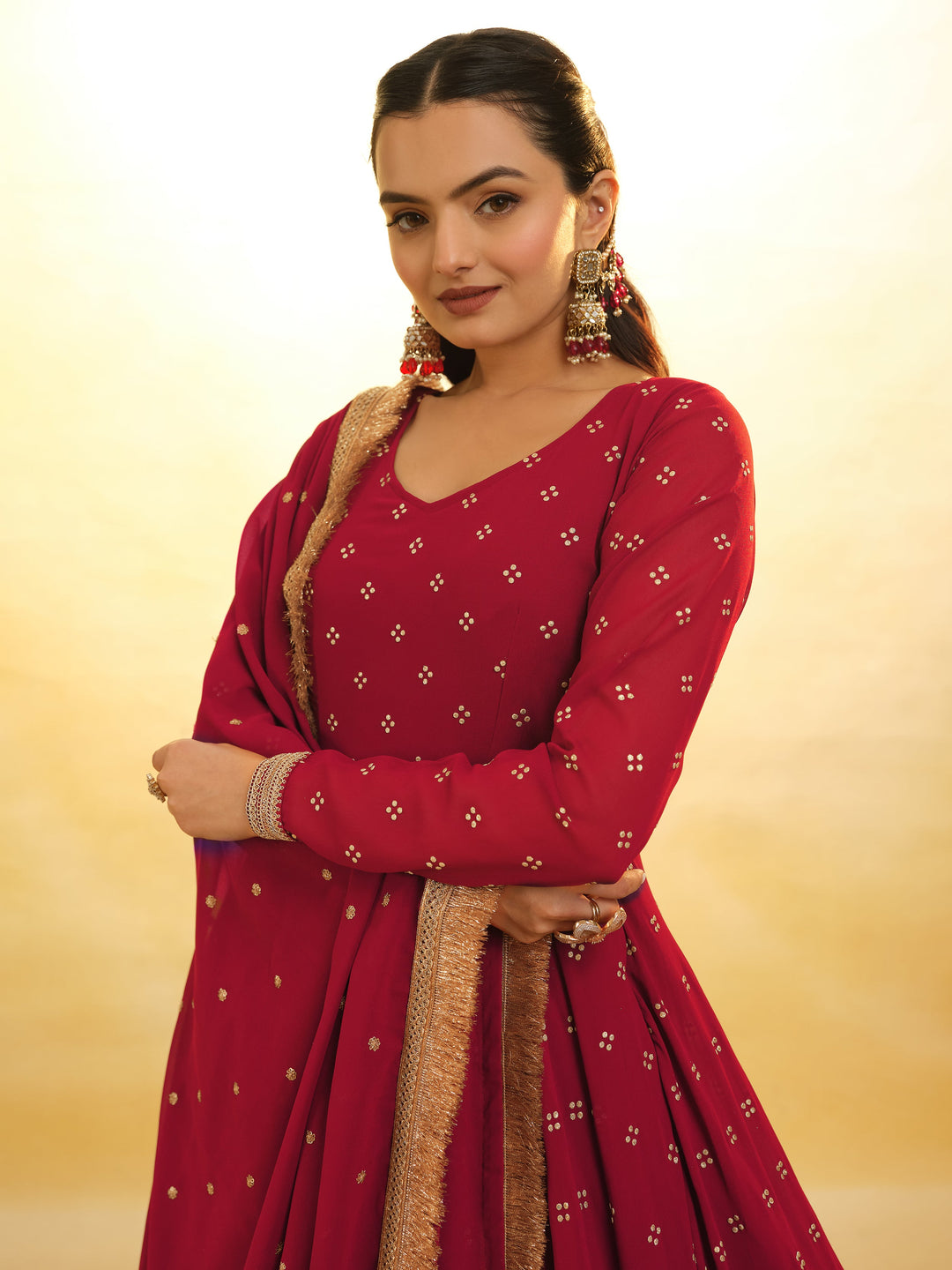 Designer lace work adds grace to the ensemble