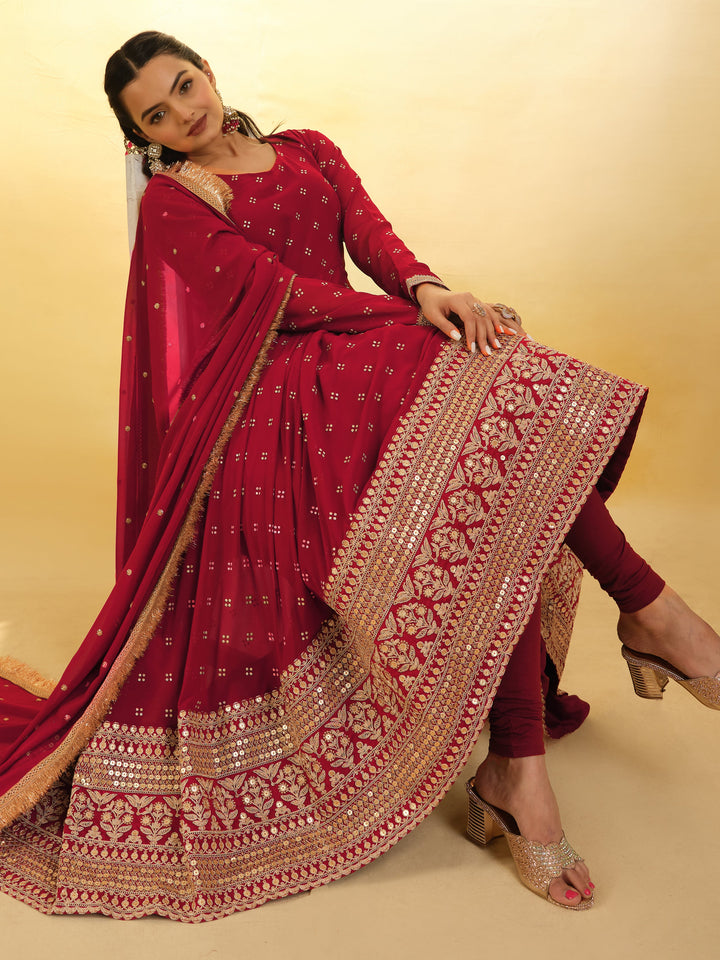Sophisticated and charming red salwar suit