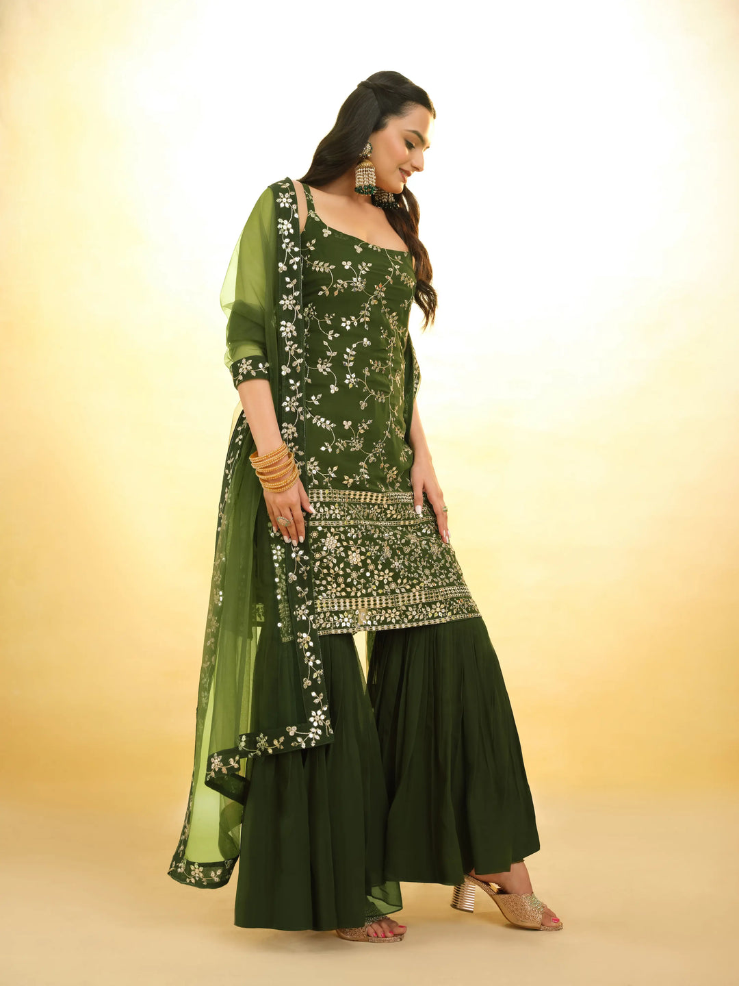 Rangoon Green Georgette Salwar Suit - qivii