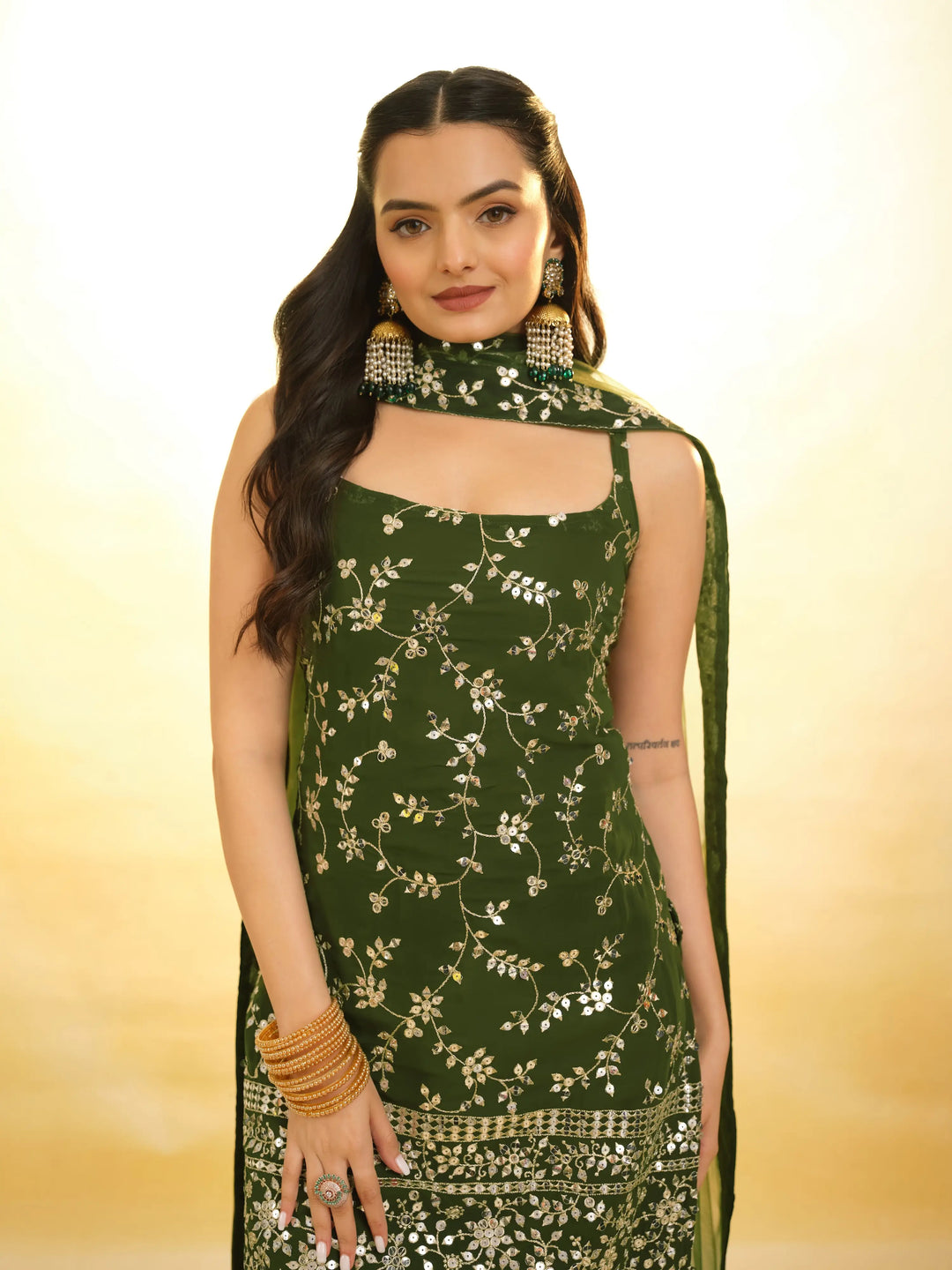 Rangoon Green Georgette Salwar Suit - qivii