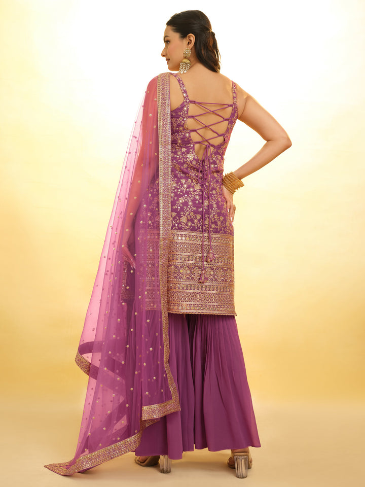 Purple sharara suit ensuring you stand out with style