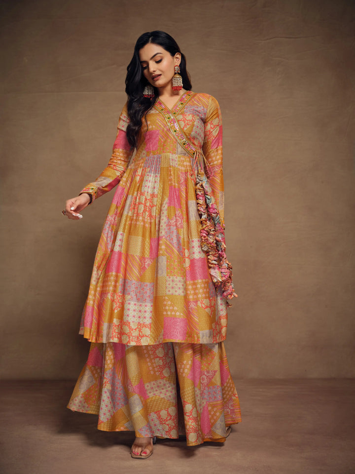 Mustard Yellow Printed Salwar Suit, featuring intricate designs and soft fabrics