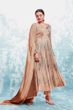 Pinkish Brown Printed Muslin Salwar Suit
