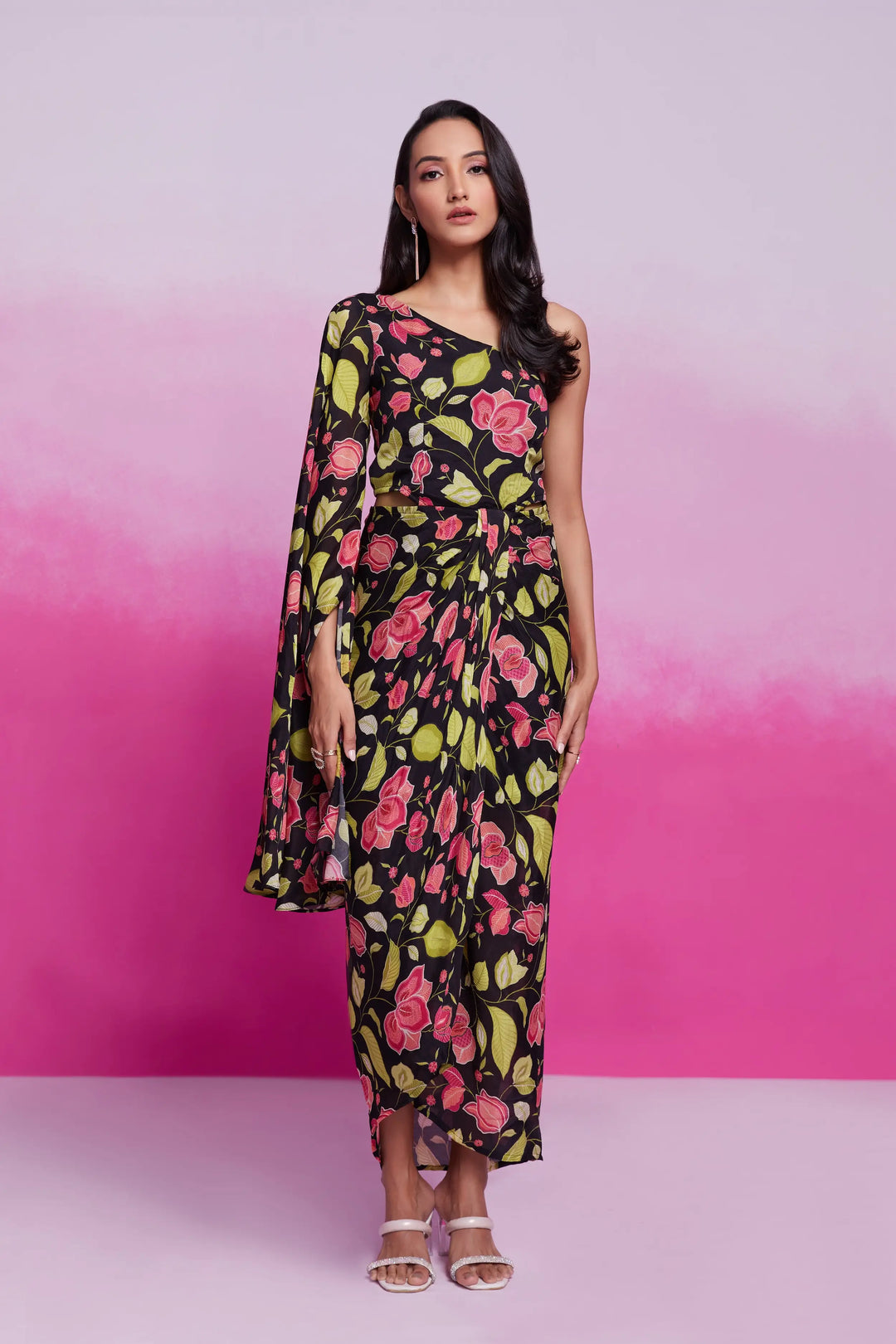 Black Floral Printed Co-ord Set - qivii