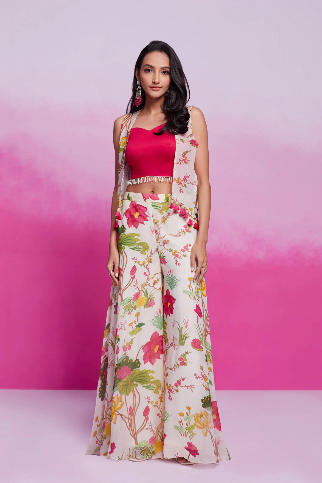 Off- White Cotton Silk Printed Co-ord Set - qivii