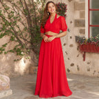 Stylish Beautifully Designed Red Georgette Indo Western Lehenga Set