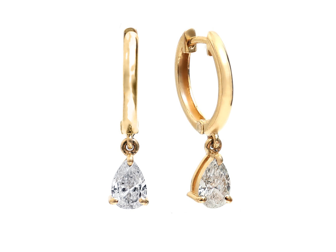 Diamond Pear Huggie Earrings - qivii