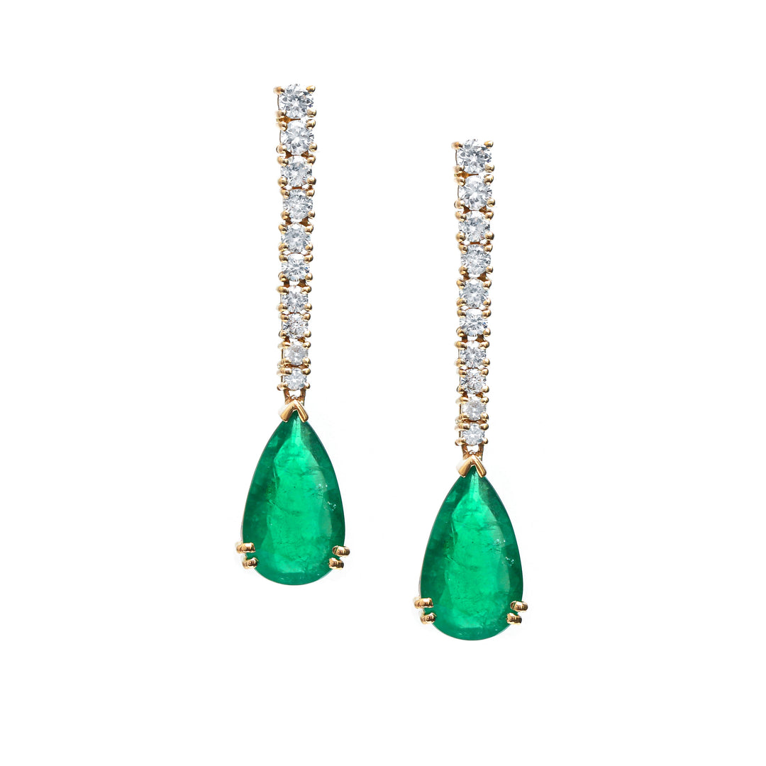 Emerald Pear Diamond Earrings - qivii