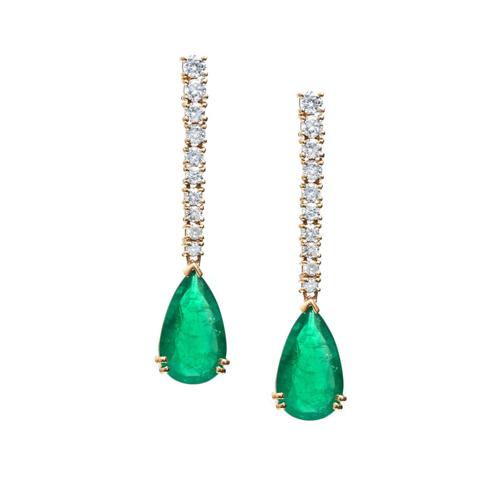Emerald Pear Diamond Earrings - qivii