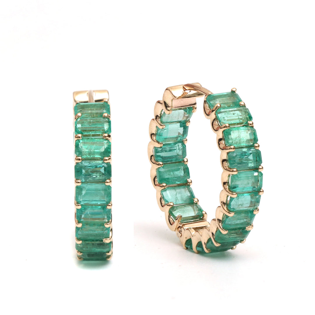 Emerald Octagon Mini Hoops - qivii
