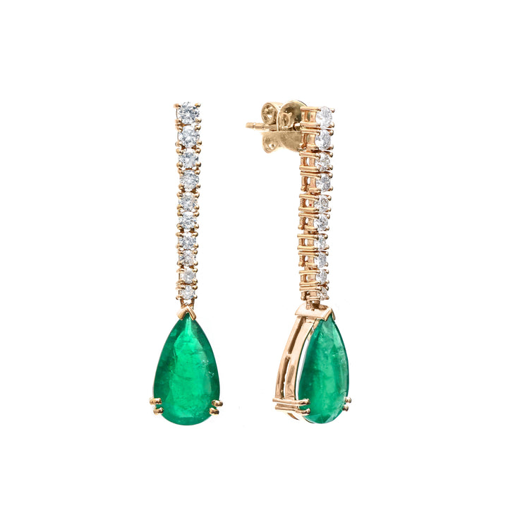 Emerald Pear Diamond Earrings - qivii