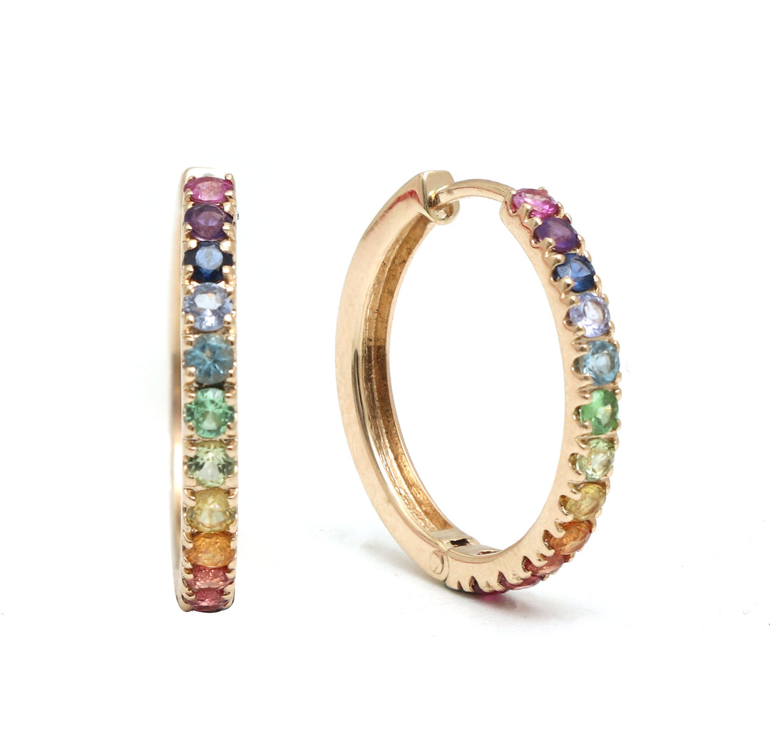 Rainbow Gemstone Mini Hoops - qivii
