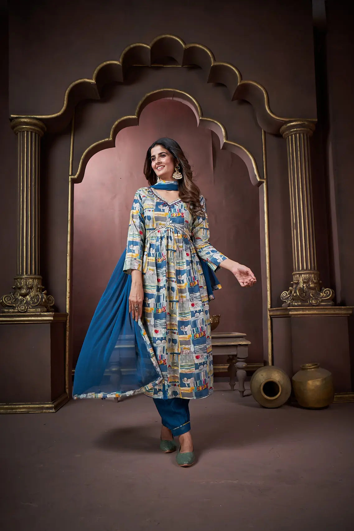 Indigo Blue Handwork Kurta Set with Pant & Dupatta
