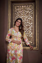 Lemon Yellow Handwork Kurta Set with Pant & Dupatta