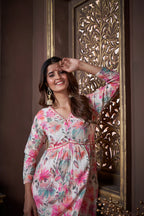 Pink Handwork Kurta Set with Pant & Dupatta