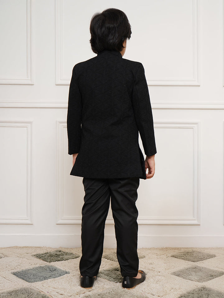 VASTRAMAY Boys' Black Open Indowestern set - qivii