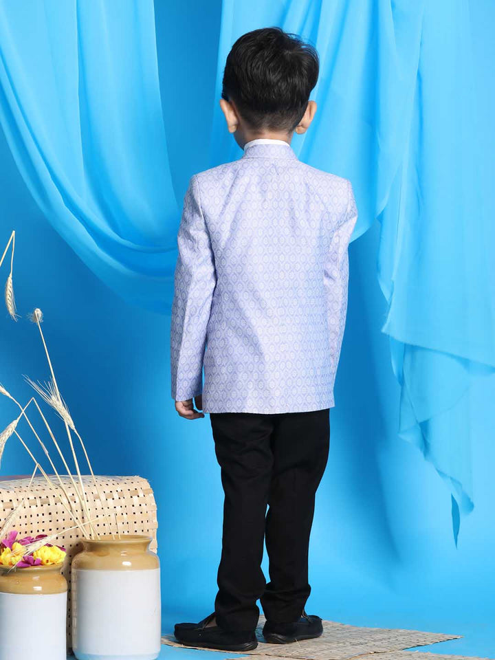 VASTRAMAY Boy's Lavender Woven Design Blazer - qivii