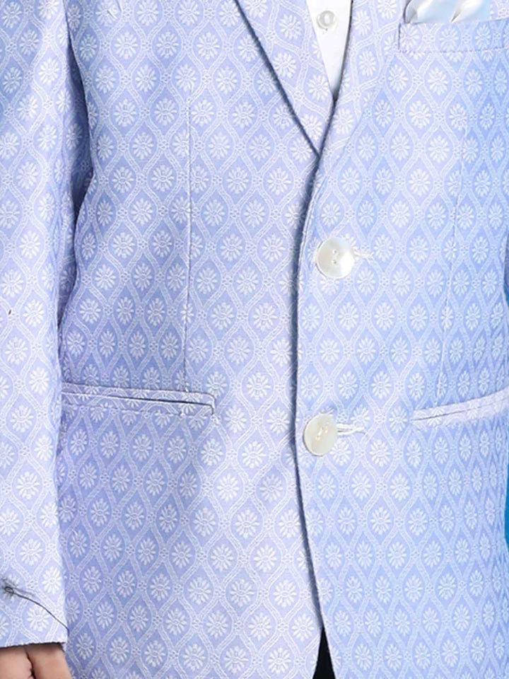 VASTRAMAY Boy's Lavender Woven Design Blazer - qivii