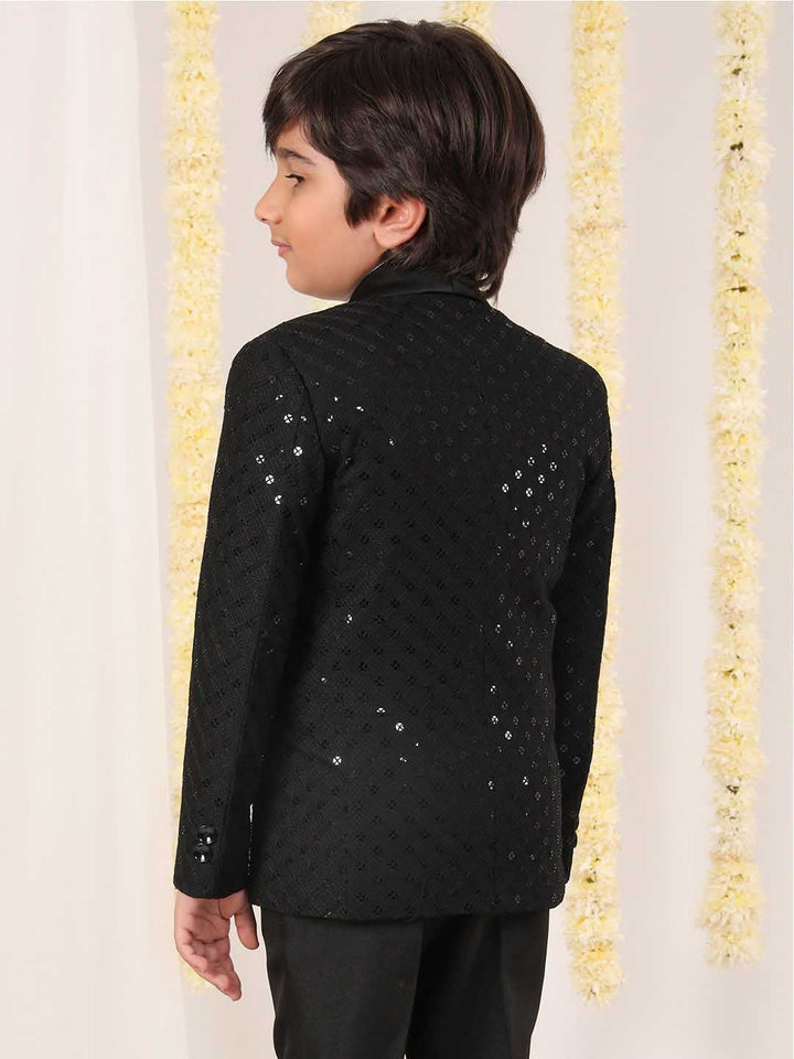 VASTRAMAY Boy's Black Schiflli Blazer - qivii