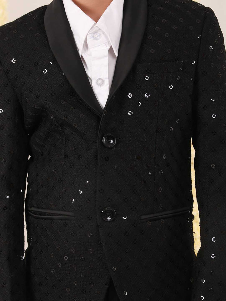 VASTRAMAY Boy's Black Schiflli Blazer - qivii