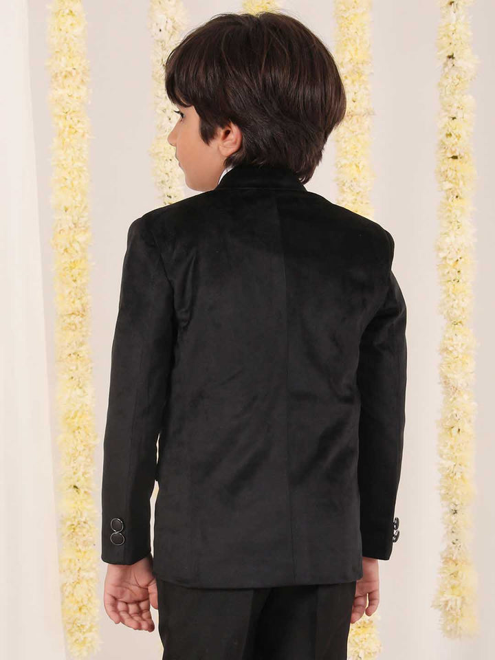 VASTRAMAY Boy's Black Velvet Blazer - qivii