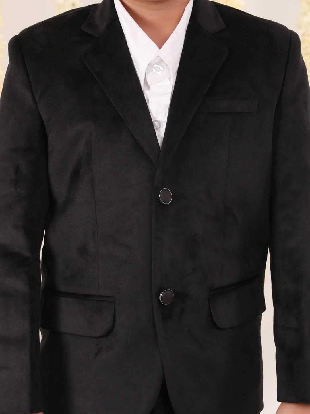 VASTRAMAY Boy's Black Velvet Blazer - qivii