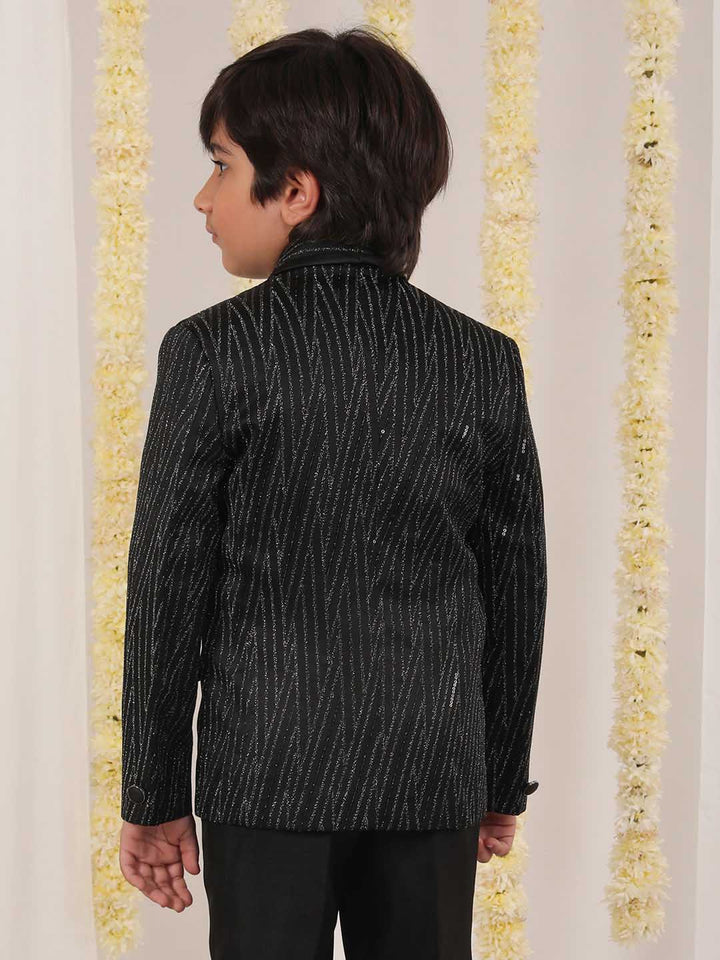VASTRAMAY Boy's Black Sequined Blazer - qivii