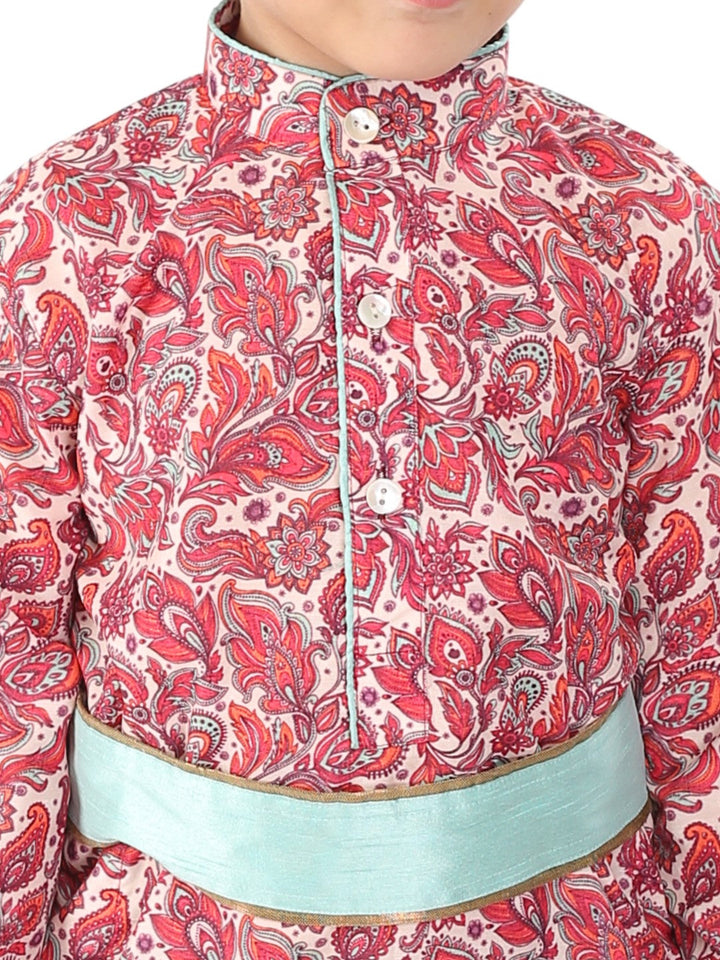 VASTRAMAY Boy's Janmashtami Printed Krishna Kurta and Dhoti Set - qivii