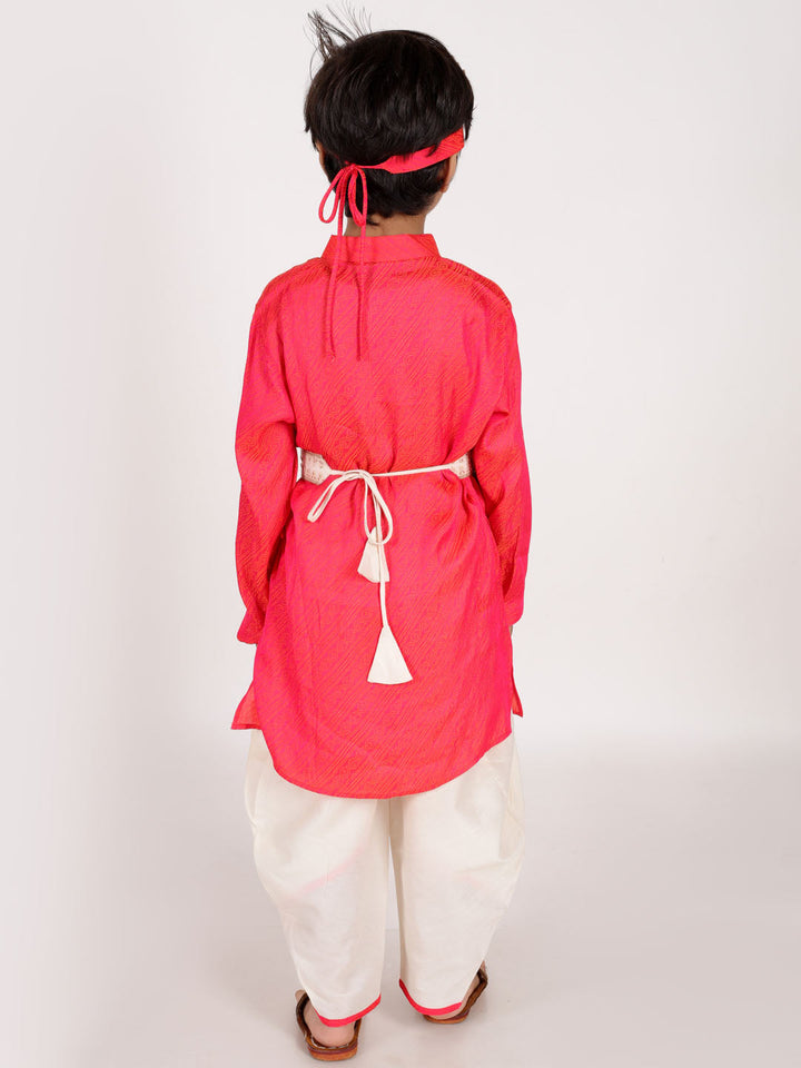 VASTRAMAY Boys' Pink And Cream Janmashtami Special Collection - qivii