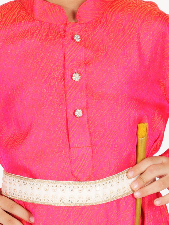 VASTRAMAY Boys' Pink And Cream Janmashtami Special Collection - qivii