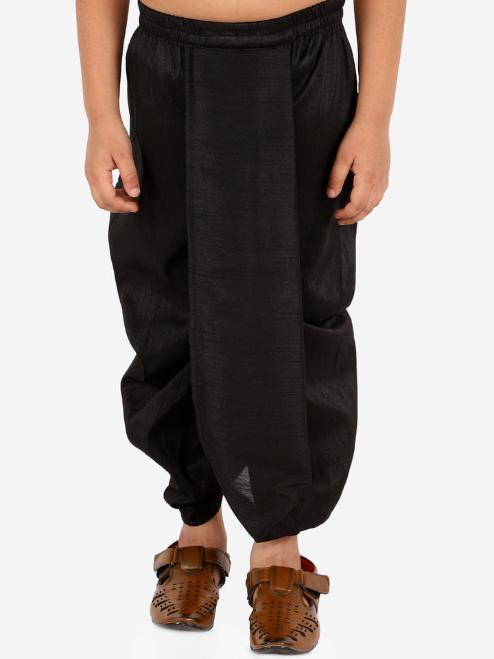 VASTRAMAY Boys' Black Silk Blend Dhoti - qivii