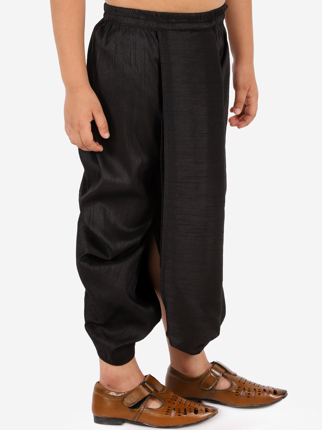 VASTRAMAY Boys' Black Silk Blend Dhoti - qivii